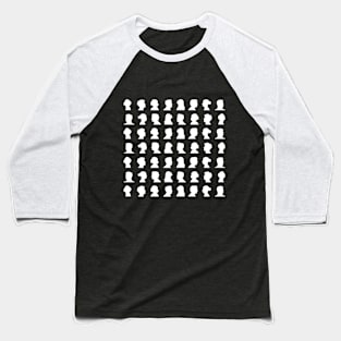 Black and White face silhouette pattern Baseball T-Shirt